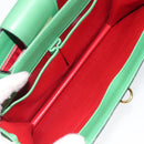 CELINE Hand Bag Leather Green Gold Auth 127658A-21
