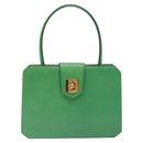 CELINE Hand Bag Leather Green Gold Auth 127658A-13