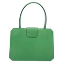 CELINE Hand Bag Leather Green Gold Auth 127658A-2