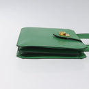 CELINE Hand Bag Leather Green Gold Auth 127658A-3