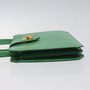 CELINE Hand Bag Leather Green Gold Auth 127658A-4