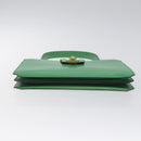 CELINE Hand Bag Leather Green Gold Auth 127658A-5