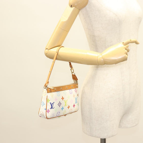 LOUIS VUITTON Multicolor Pochette Accessoires Pouch White M92649 LV Auth 127669V