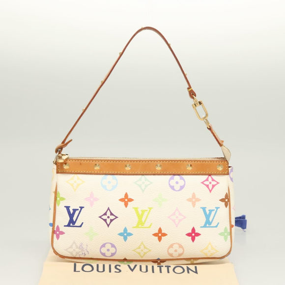LOUIS VUITTON Multicolor Pochette Accessoires Pouch White M92649 LV Auth 127669V