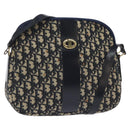 Christian Dior Trotter Canvas Shoulder Bag Navy Gold Auth 127683-1