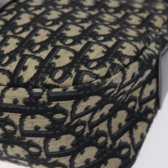 Christian Dior Trotter Canvas Shoulder Bag Navy Gold Auth 127683