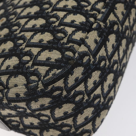 Christian Dior Trotter Canvas Shoulder Bag Navy Gold Auth 127683