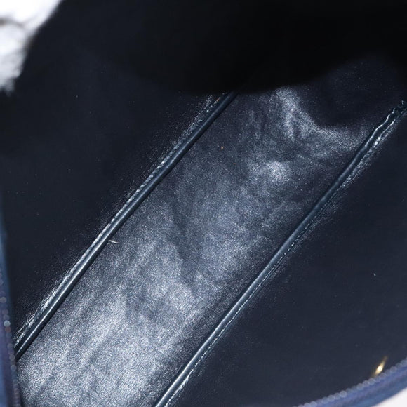 Christian Dior Trotter Canvas Shoulder Bag Navy Gold Auth 127683