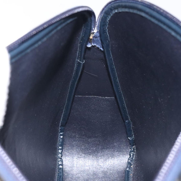 Christian Dior Trotter Canvas Shoulder Bag Navy Gold Auth 127683