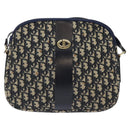 Christian Dior Trotter Canvas Shoulder Bag Navy Gold Auth 127683-13