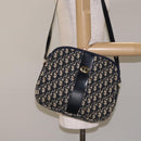 Christian Dior Trotter Canvas Shoulder Bag Navy Gold Auth 127683-20