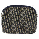 Christian Dior Trotter Canvas Shoulder Bag Navy Gold Auth 127683-2