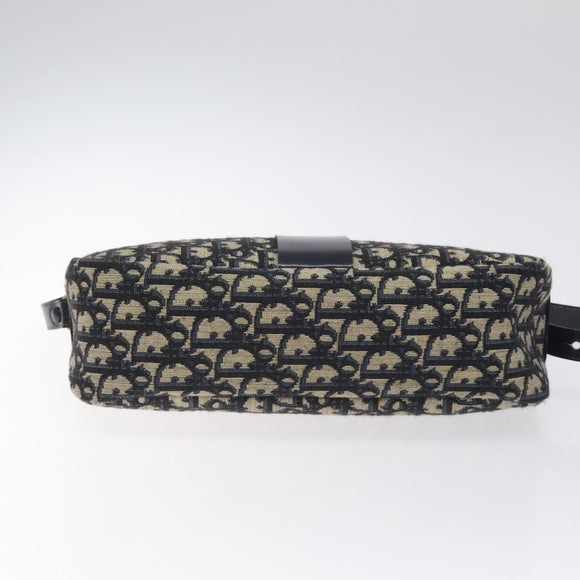 Christian Dior Trotter Canvas Shoulder Bag Navy Gold Auth 127683