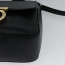 Salvatore Ferragamo Gancini Shoulder Bag Calf leather Black Gold Auth 127686-11