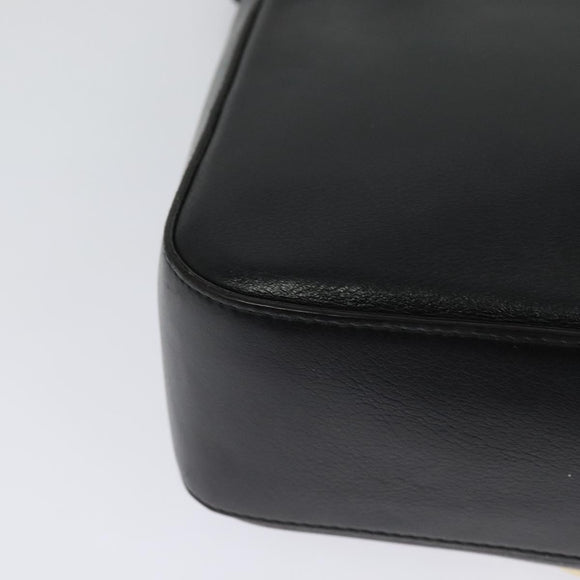 Salvatore Ferragamo Gancini Shoulder Bag Calf leather Black Gold Auth 127686