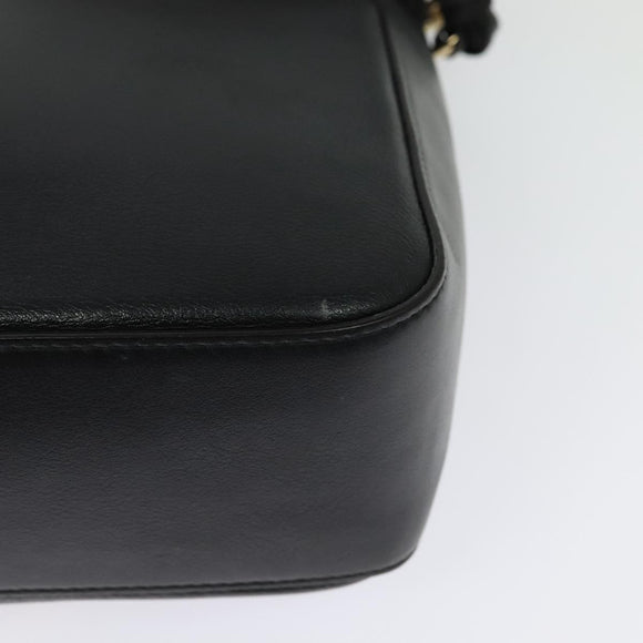 Salvatore Ferragamo Gancini Shoulder Bag Calf leather Black Gold Auth 127686