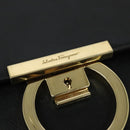 Salvatore Ferragamo Gancini Shoulder Bag Calf leather Black Gold Auth 127686-14