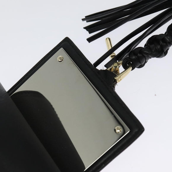 Salvatore Ferragamo Gancini Shoulder Bag Calf leather Black Gold Auth 127686