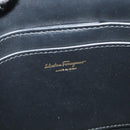 Salvatore Ferragamo Gancini Shoulder Bag Calf leather Black Gold Auth 127686-18