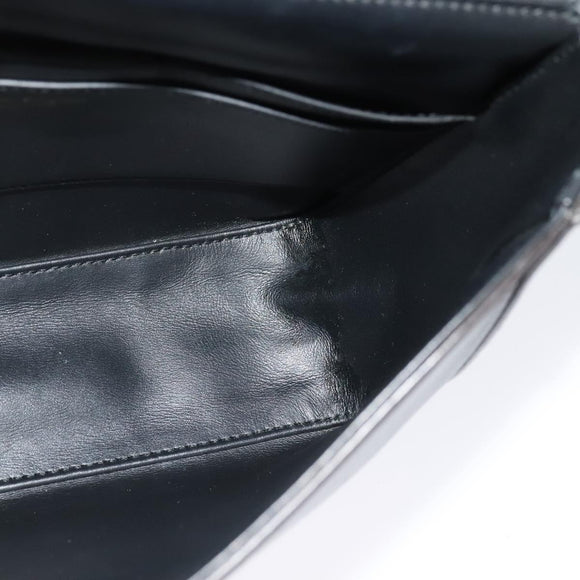 Salvatore Ferragamo Gancini Shoulder Bag Calf leather Black Gold Auth 127686