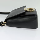 Salvatore Ferragamo Gancini Shoulder Bag Calf leather Black Gold Auth 127686-4