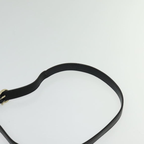 Salvatore Ferragamo Gancini Shoulder Bag Calf leather Black Gold Auth 127686