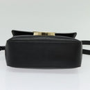 Salvatore Ferragamo Gancini Shoulder Bag Calf leather Black Gold Auth 127686-9