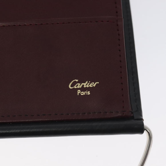 CARTIER Trinity Hand Bag Leather Black Auth 127687
