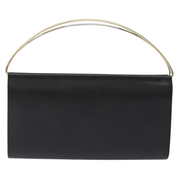 CARTIER Trinity Hand Bag Leather Black Auth 127687