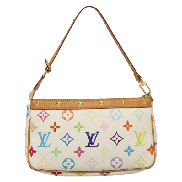 LOUIS VUITTON Multicolor Pochette Accessoires Pouch White M92649 Auth 127704V