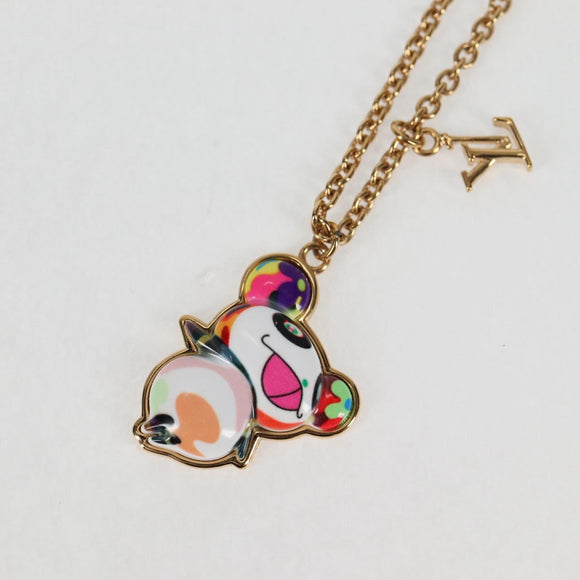 LOUIS VUITTON LVxTM 2 Necklace Super Flat metal Gold Tone M02499 LV Auth 127723M