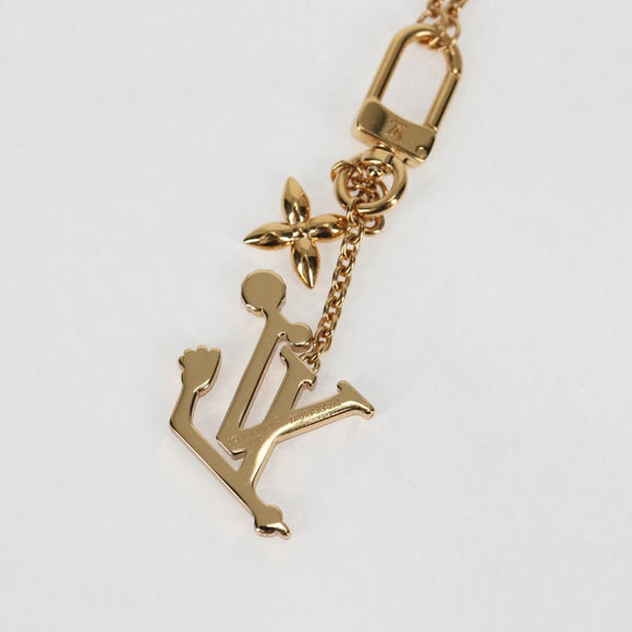 LOUIS VUITTON LVxTM 2 Necklace Super Flat metal Gold Tone M02499 LV Auth 127723M