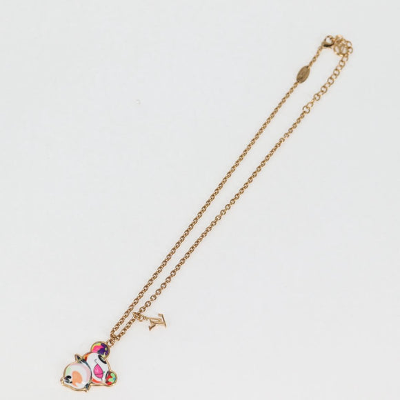 LOUIS VUITTON LVxTM 2 Necklace Super Flat metal Gold Tone M02499 LV Auth 127723M