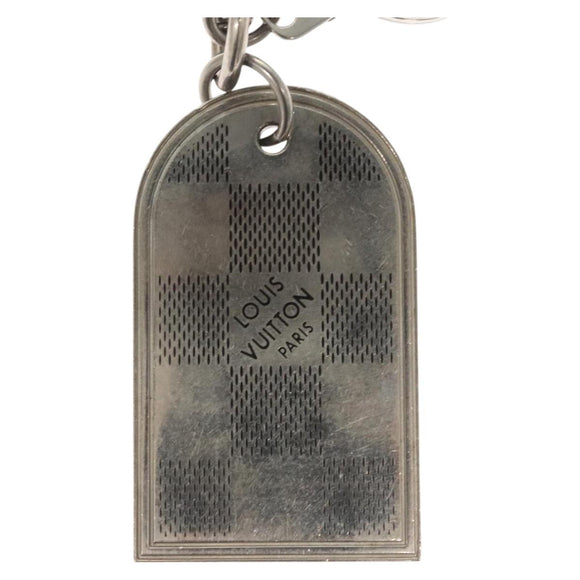 LOUIS VUITTON Damier Porte Cles Porto Address Key Ring metal M65770 Auth 127729