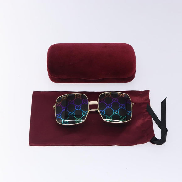 GUCCI GG Sunglasses Plastic Gold 127736M Auth 127736M