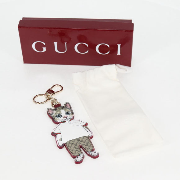 GUCCI GG Supreme Yuko Higuchi Key Holder PVC Beige Auth 127738M