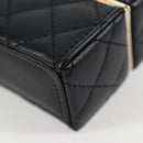 CHANEL Matelasse Chain Shoulder Bag Lamb Skin Black Gold CC Auth 127743SM-17