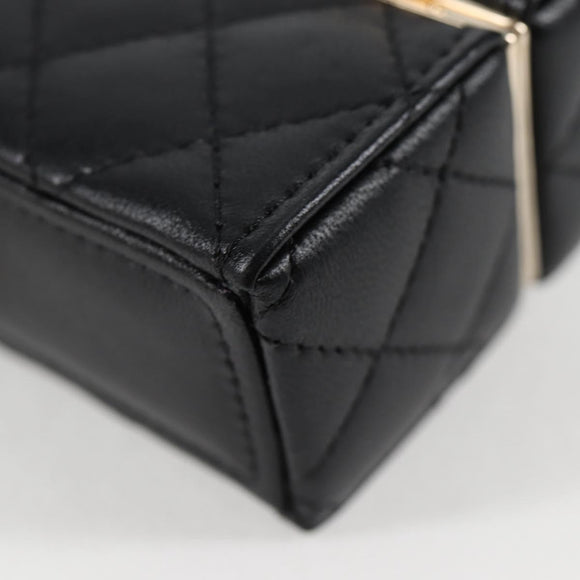 CHANEL Matelasse Chain Shoulder Bag Lamb Skin Black Gold CC Auth 127743SM