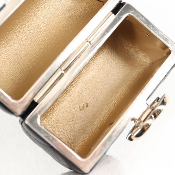 CHANEL Matelasse Chain Shoulder Bag Lamb Skin Black Gold CC Auth 127743SM