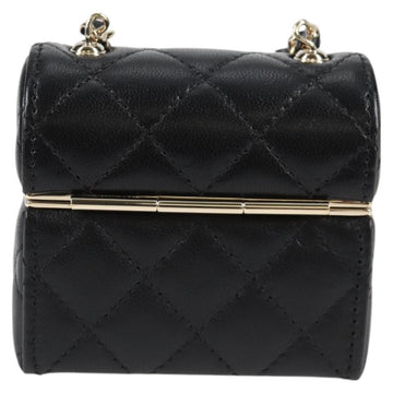 CHANEL Matelasse Chain Shoulder Bag Lamb Skin Black Gold CC Auth 127743SM - 0