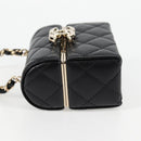 CHANEL Matelasse Chain Shoulder Bag Lamb Skin Black Gold CC Auth 127743SM-3