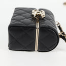 CHANEL Matelasse Chain Shoulder Bag Lamb Skin Black Gold CC Auth 127743SM-4