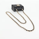 CHANEL Matelasse Chain Shoulder Bag Lamb Skin Black Gold CC Auth 127743SM-7