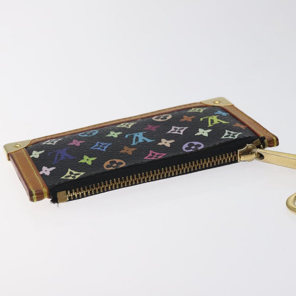 LOUIS VUITTON Multicolor Pochette Cles Coin Purse Black M13664 LV Auth 127749