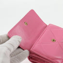 CHANEL Matelasse Compact Wallet Lamb Skin Pink Gold CC Auth 127761M-7