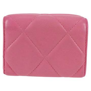 CHANEL Matelasse Compact Wallet Lamb Skin Pink Gold CC Auth 127761M - 0