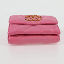 CHANEL Matelasse Compact Wallet Lamb Skin Pink Gold CC Auth 127761M-6