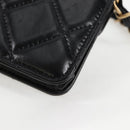 CHANEL Matelasse Chain Pouch Shoulder Bag Lamb Skin Black Gold CC Auth 127795M-13