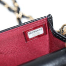CHANEL Matelasse Chain Pouch Shoulder Bag Lamb Skin Black Gold CC Auth 127795M-20