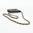 CHANEL Matelasse Chain Pouch Shoulder Bag Lamb Skin Black Gold CC Auth 127795M-7
